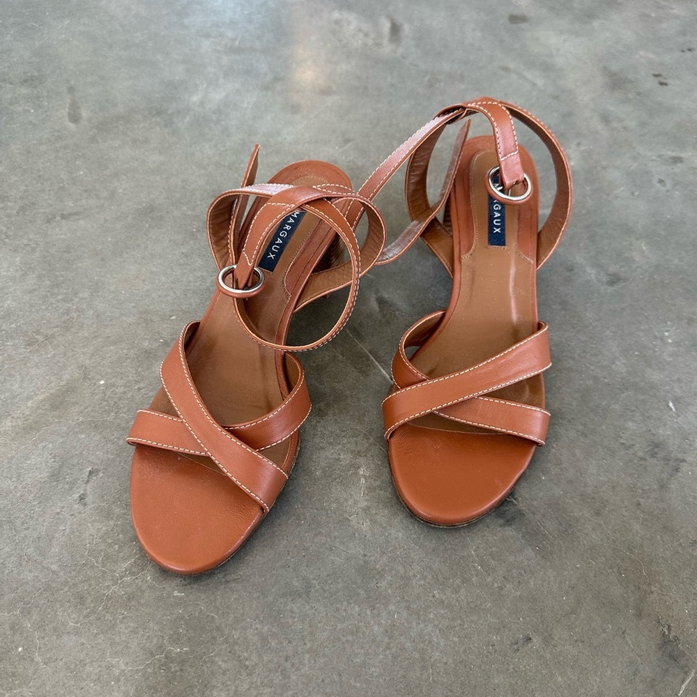 Margaux Brown Block Heel Sandals